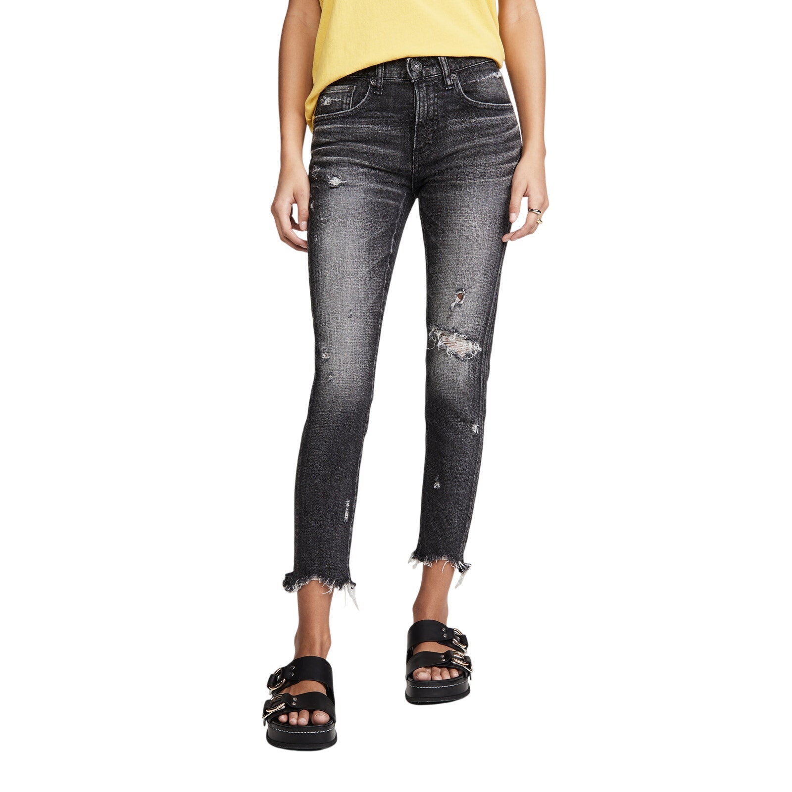 Moussy Distressed Black Glendele Denim Jeans Size 25